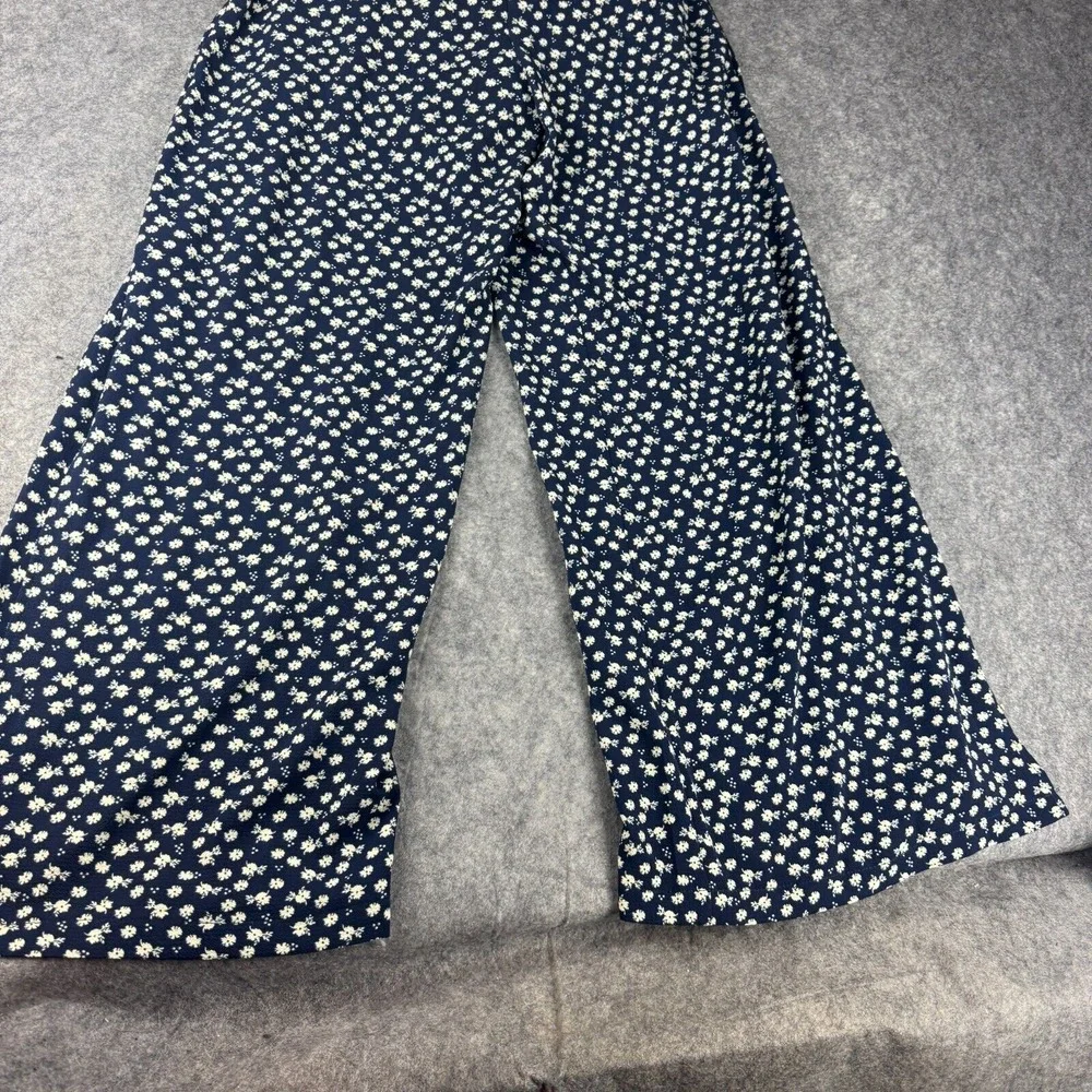 Candies Woman's White Lace & Blue Floral Wide Leg Jumpsuit Slits Y2K 90s Cottage - Picture 7 of 9